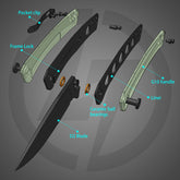 Maximus Pocket Knife Liner Lock(3.5"-D2 Blade-G10 Handle)-G066